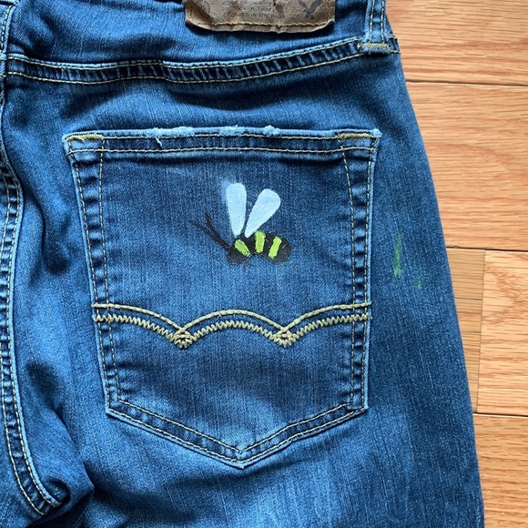 American Eagle slim straight jeans - hand painted - Picture 5 of 6